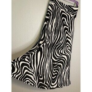 Banana Republic Maxi Skirt Sz 4 Black White Zebra Boho Artsy Flowy Flare Punk